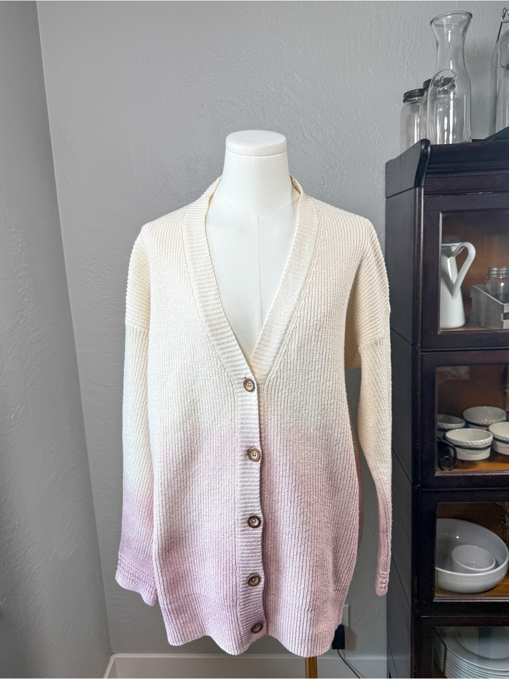Sundance Ombre Dip Dye Cotton Button Front Cardigan Sweater Made In Italy Size M